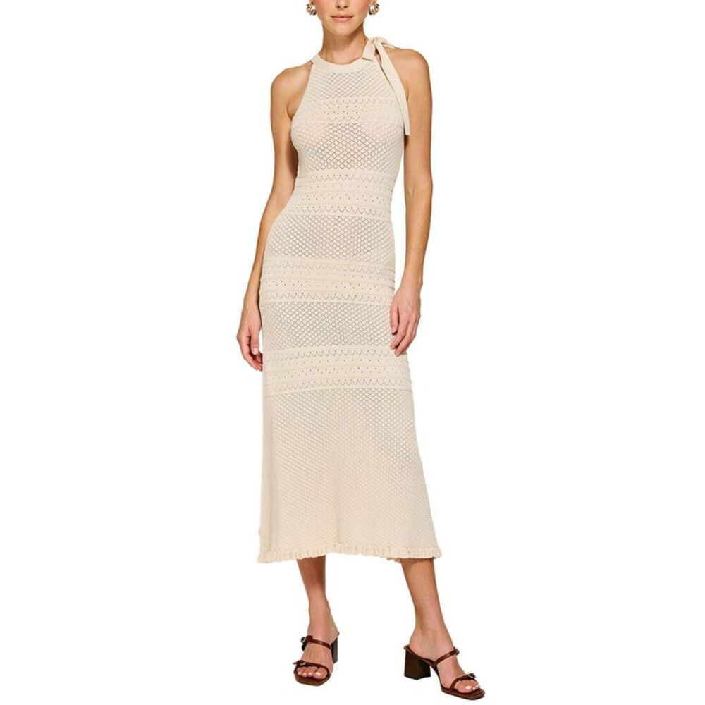 Line & Dot Womens Azie Crochet Midi Dress, White